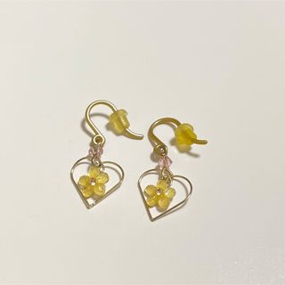 ピアス　ハート　花柄(ピアス)