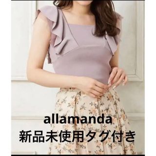 アラマンダ(allamanda)のallamanda アラマンダ　ニットトップス　ノースリーブ　レース　新品未使用(シャツ/ブラウス(半袖/袖なし))