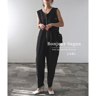 【新品】Bonjour Sagan フロントジップリネンライクオールインワン(オールインワン)