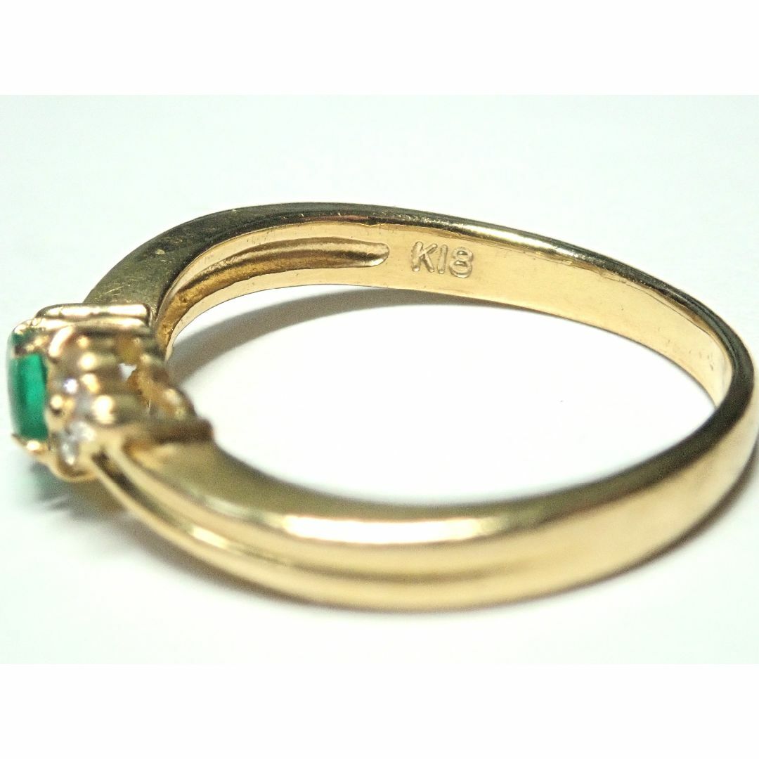 280.K18 指輪 エメラルド ダイヤモンド リング D 0.05ct 7号  レディースのアクセサリー(リング(指輪))の商品写真