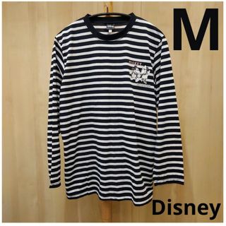 ディズニー(Disney)のディズニー　ミッキー&ミニー ボーダー長袖Tシャツ　M(Tシャツ(長袖/七分))