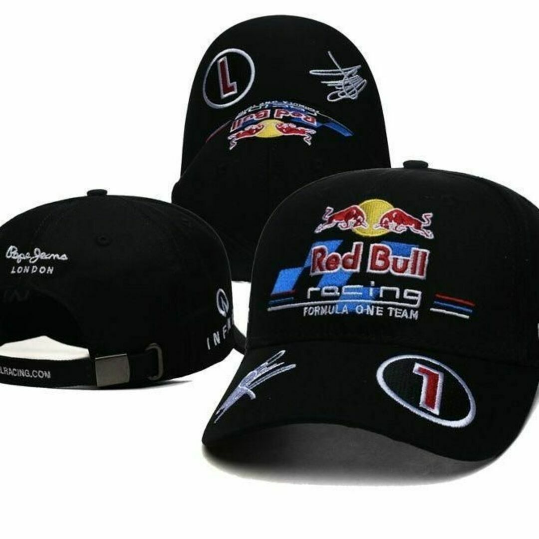Red Bull(レッドブル)のRed Bull レッドブル キャップ 帽子 レーシングキャップ 刺繍 7黒 メンズの帽子(キャップ)の商品写真