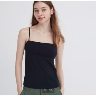 ユニクロ(UNIQLO)のエアリズムコットンブラチューブトップ　黒(ベアトップ/チューブトップ)