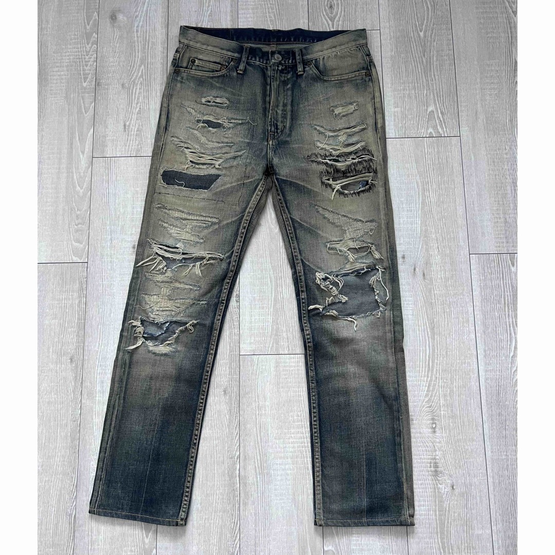 NEON SIGN DENIM REPAIR PANTS-eastgate.mk