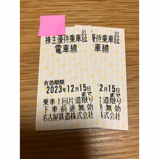 メイテツヒャッカテン(名鉄百貨店)の【2枚】名鉄　株主優待乗車券(鉄道乗車券)