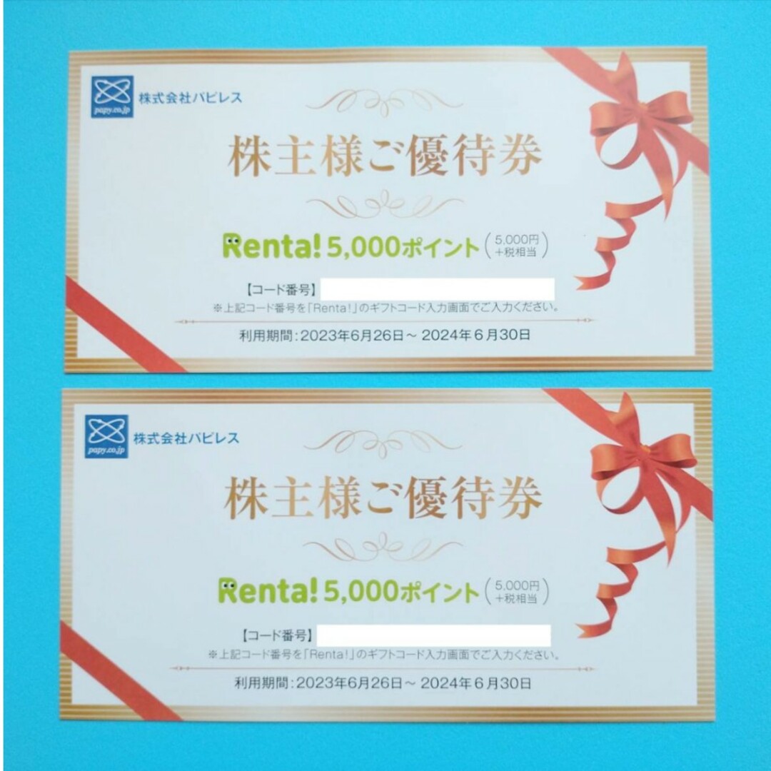 電子書籍 Renta! 5,000ポイント×2枚 11,000円分 - その他