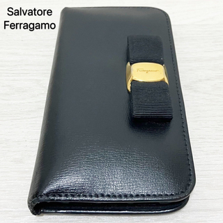 サルヴァトーレフェラガモ(Salvatore Ferragamo)のフェラガモ iPhoneケース 12 12Pro ヴァラリボン  ブラック(iPhoneケース)