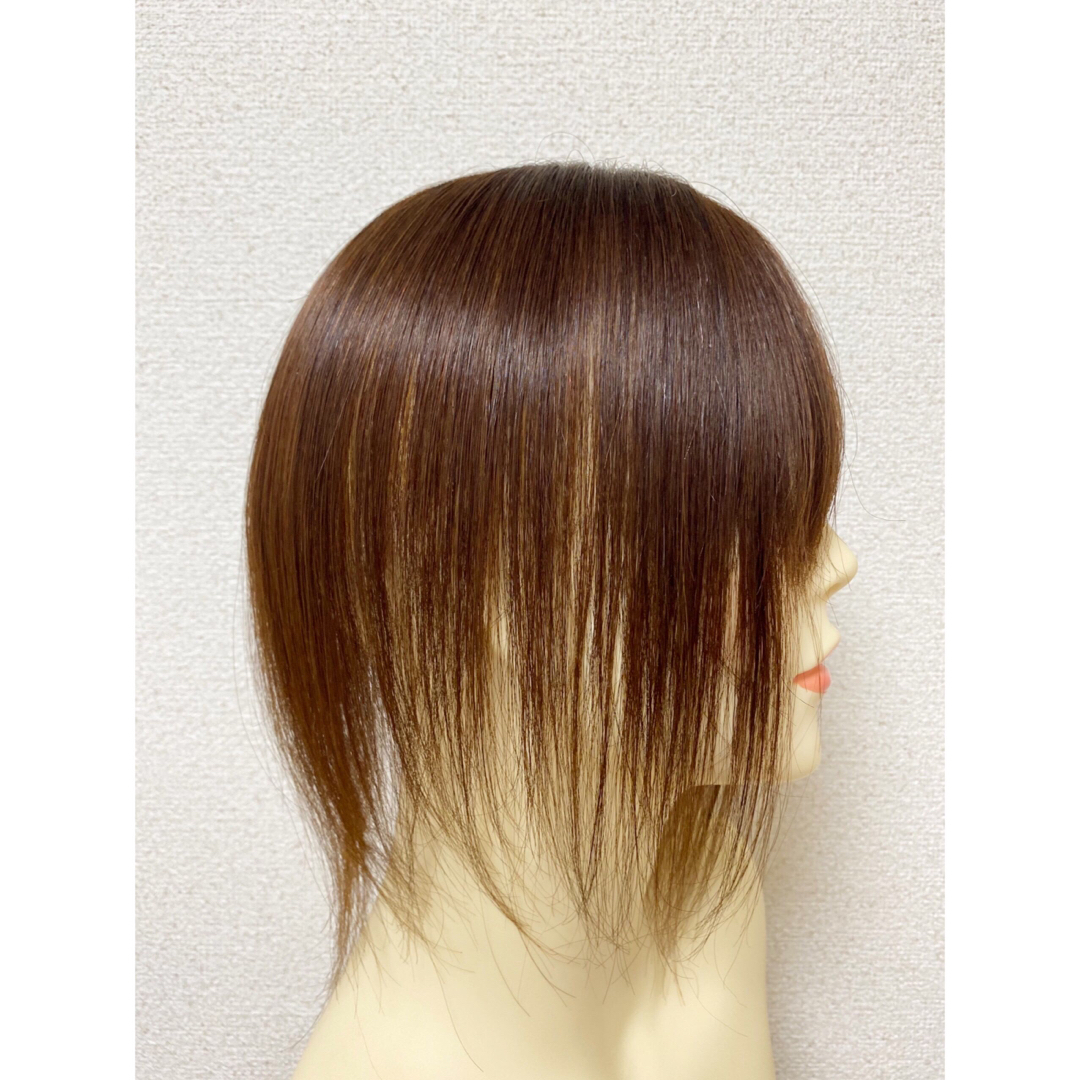 高級人毛100% ヘアピース28ブラウン 総手植え 部分ウィッグ リアル