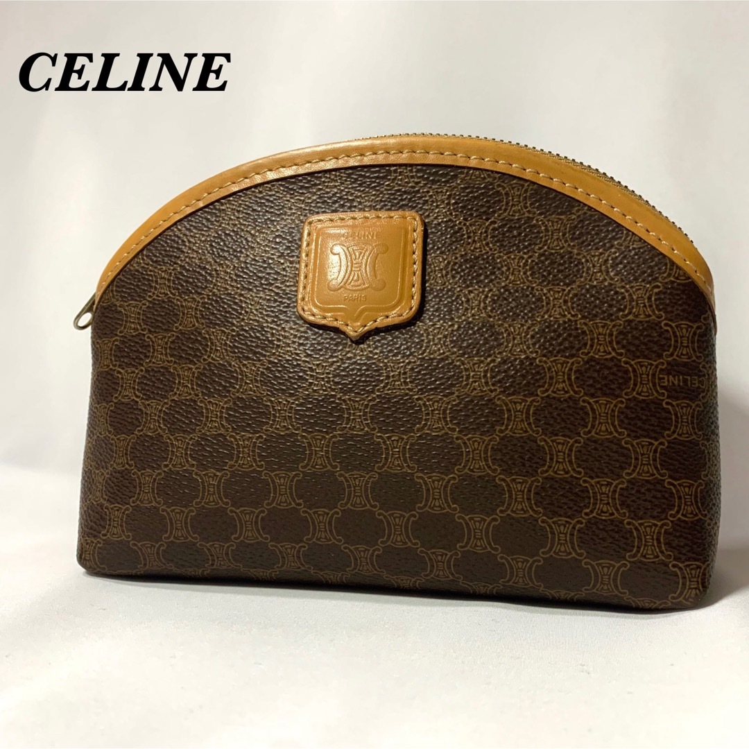 極美品✨CELINE セリーヌ　化粧ポーチ　ポシェット　マカダム柄　トリオンフ