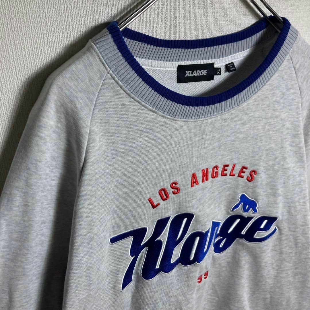 希少☆即完売品☆XLARGE スウェット　ビック刺繍ロゴ　パッチワーク