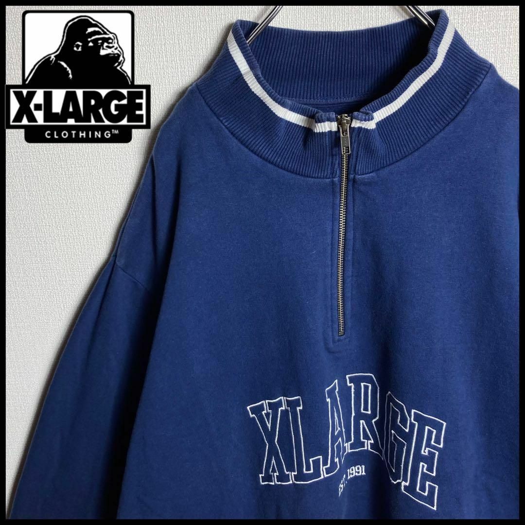 XLARGE - 【希少2XLサイズ】エクストララージ ハーフジップ ビッグ刺繍