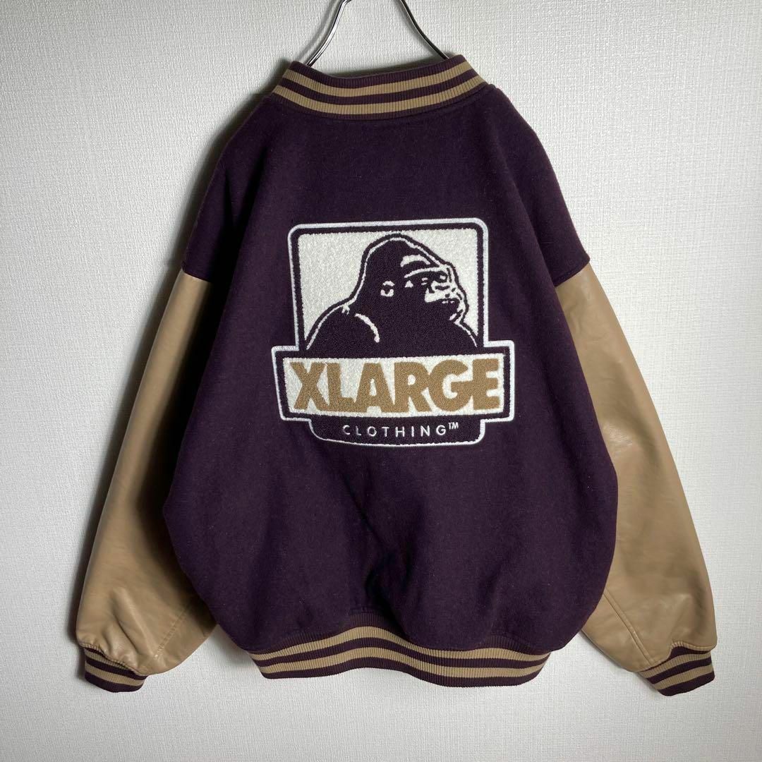 XLARGE(エクストララージ)の【希少XLサイズ】エクストララージ　スタジャン　袖切り替えパイルロゴ　即完モデル メンズのジャケット/アウター(スタジャン)の商品写真