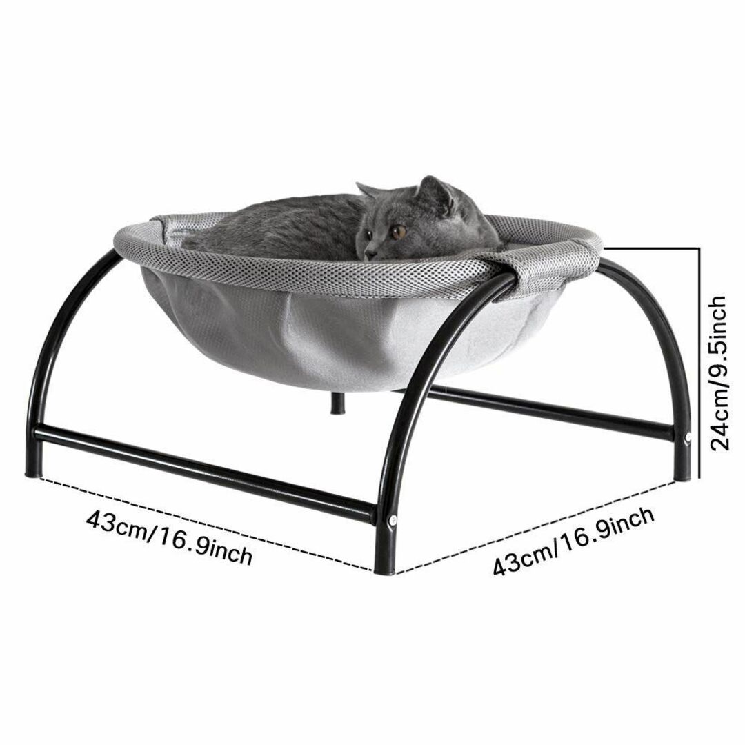 【色: ダークグレー】JUNSPOW 猫ベッド ペットハンモック 犬猫用ベッド 2