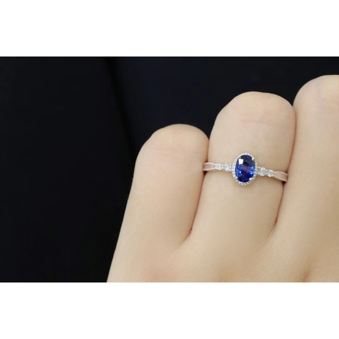 天然 ロイヤルブルーサファイア ダイヤ リング0.74ct k18 f 3