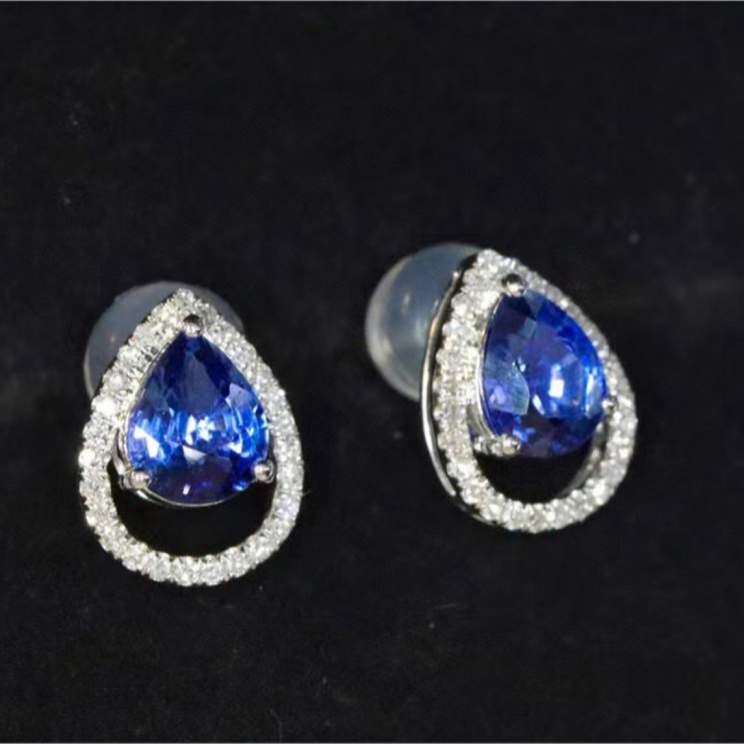 天然 ロイヤル ブルーサファイア ダイヤ ピアス1.22ct k18 ¥