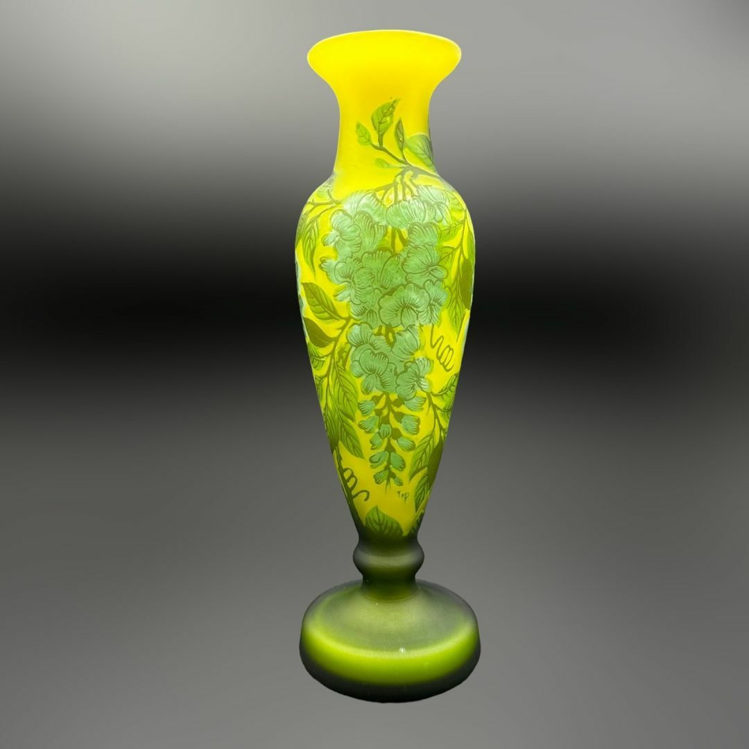 エミールガレ 特大　花器　花瓶　カメオ彫り　被せガラス　高さ31.5ｃｍ