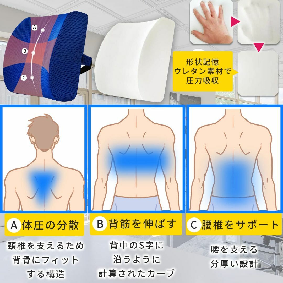 【色: ブラック】ランバーサポート【腰痛の専門整体師 背もたれ クッション 腰枕