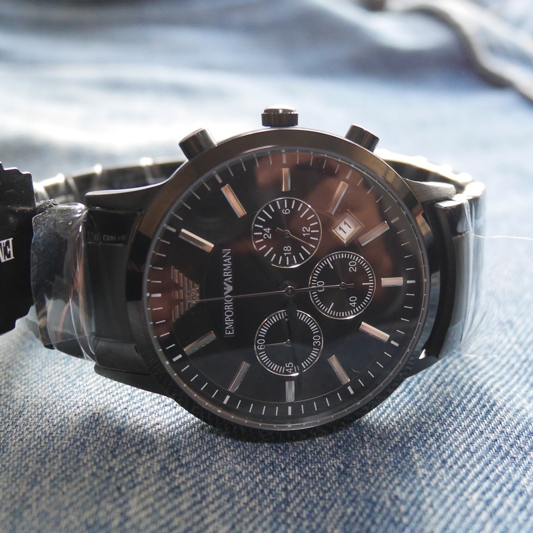 Emporio Armani(エンポリオアルマーニ)の【EMPORIO ARMANI】エンポリオアルマーニ メンズ時計 ブラック 黒 メンズの時計(腕時計(アナログ))の商品写真