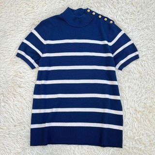 ポロラルフローレン(POLO RALPH LAUREN)の【極美品・シルク】ポロ ラルフローレン　半袖ニット セーター　ボーダー　金ボタン(ニット/セーター)