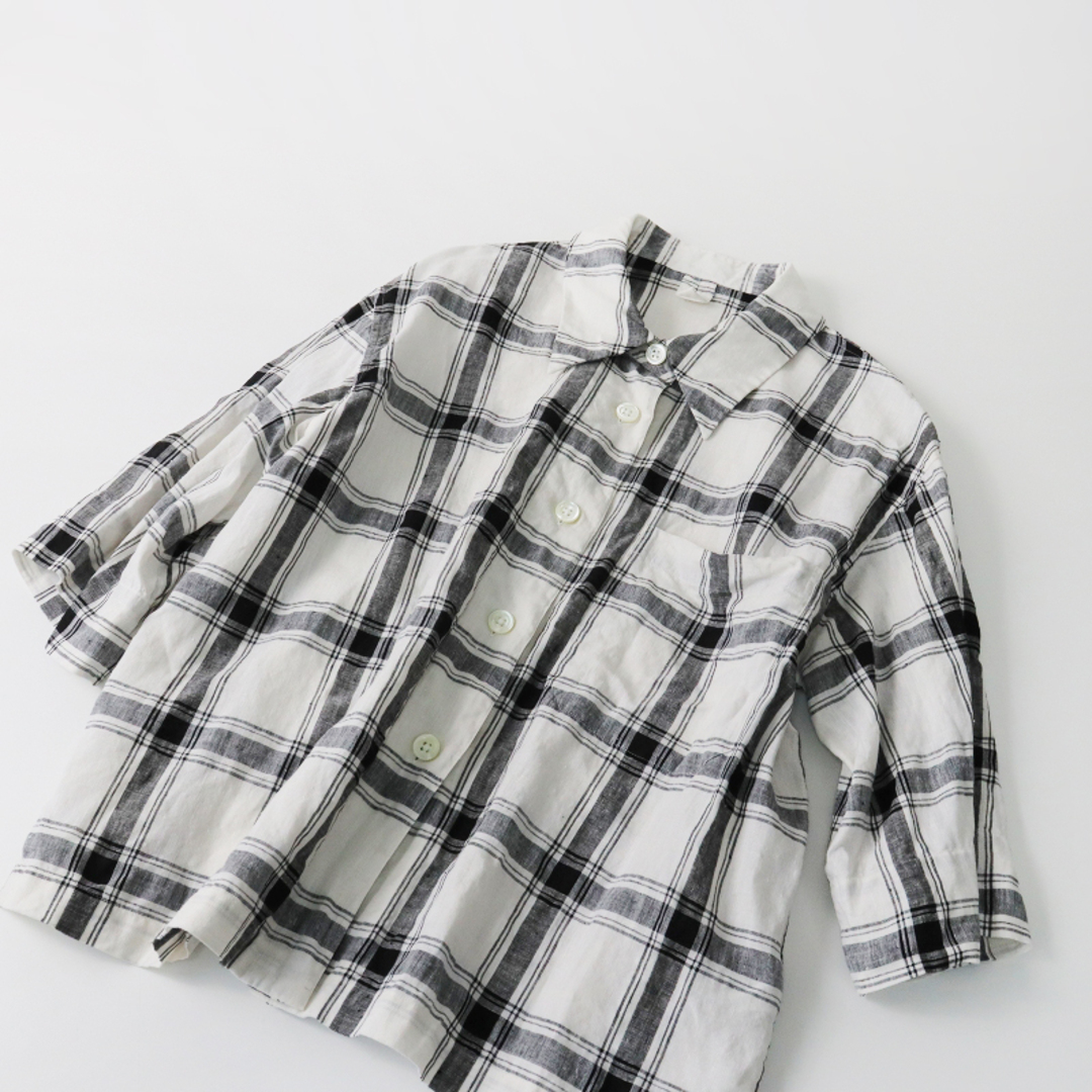 2020SS MARGARET HOWELL マーガレットハウエル LARGE CHECK LINEN リネン チェック シャツ 1/ブラック 麻  トップス【2400013461108】 | フリマアプリ ラクマ