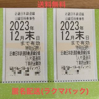 匿名配送　送料無料　近鉄　株主優待　乗車券 2枚セット　切符(鉄道乗車券)