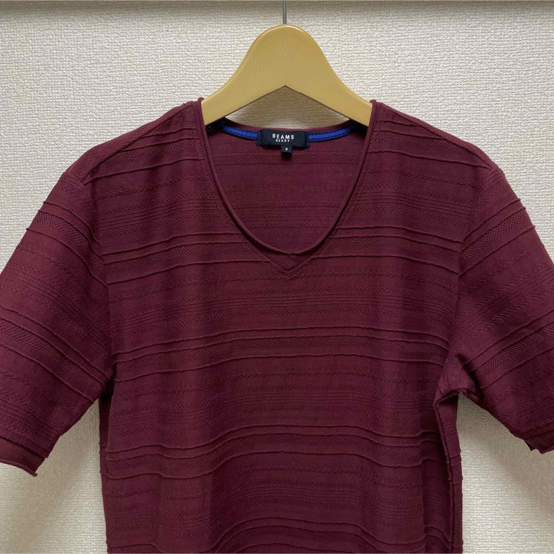 BEAMS(ビームス)のBEAMS HEART 半袖Tシャツ　半袖カットソー　エンジ　ボルドー　ワイン メンズのトップス(Tシャツ/カットソー(半袖/袖なし))の商品写真