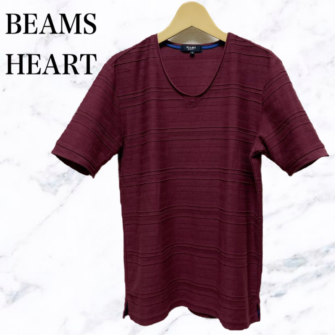 BEAMS(ビームス)のBEAMS HEART 半袖Tシャツ　半袖カットソー　エンジ　ボルドー　ワイン メンズのトップス(Tシャツ/カットソー(半袖/袖なし))の商品写真