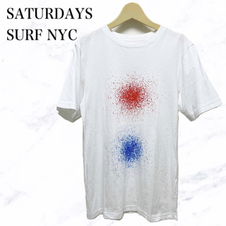 サタデーズサーフニューヨークシティー(SATURDAYS SURF NYC)のsaturdays surf nyc 半袖Tシャツ　プリントTシャツ　白(Tシャツ/カットソー(半袖/袖なし))