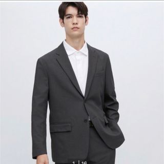 ユニクロ(UNIQLO)のユニクロ　感動ジャケット　ウールライク　ダークグレー(テーラードジャケット)