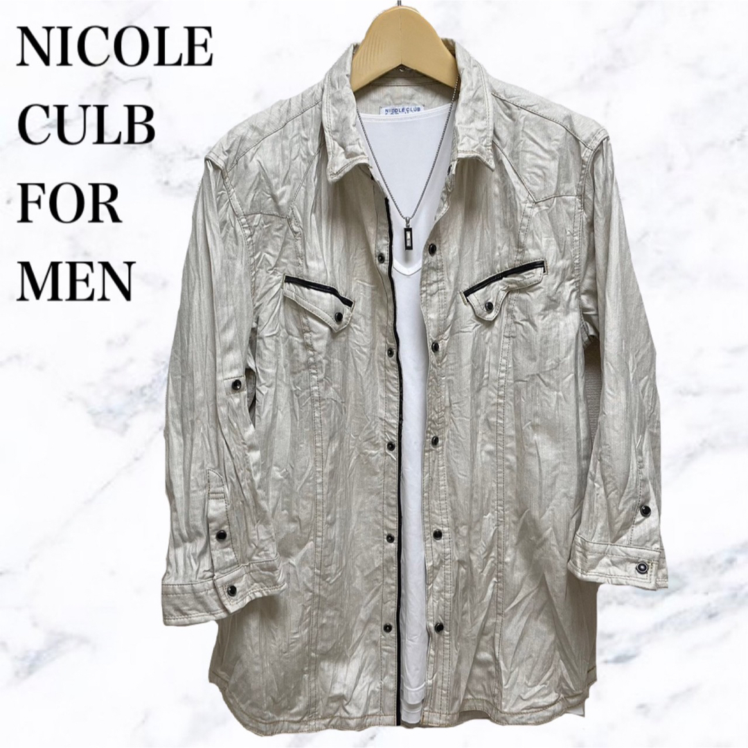 NICOLE CLUB FOR MEN NICOLE CLUB FOR MEN 七分袖シャツ シワ加工シャツの通販 by Hitoshiro｜ ニコルクラブフォーメンならラクマ