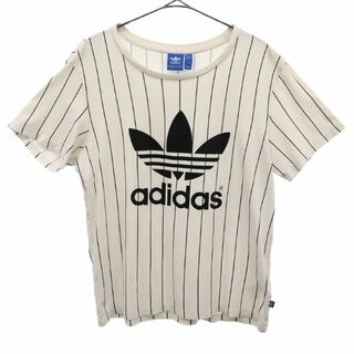 【大人気デザイン】adidas☆トレフォイルロゴ入りTシャツ　袖ストライプ