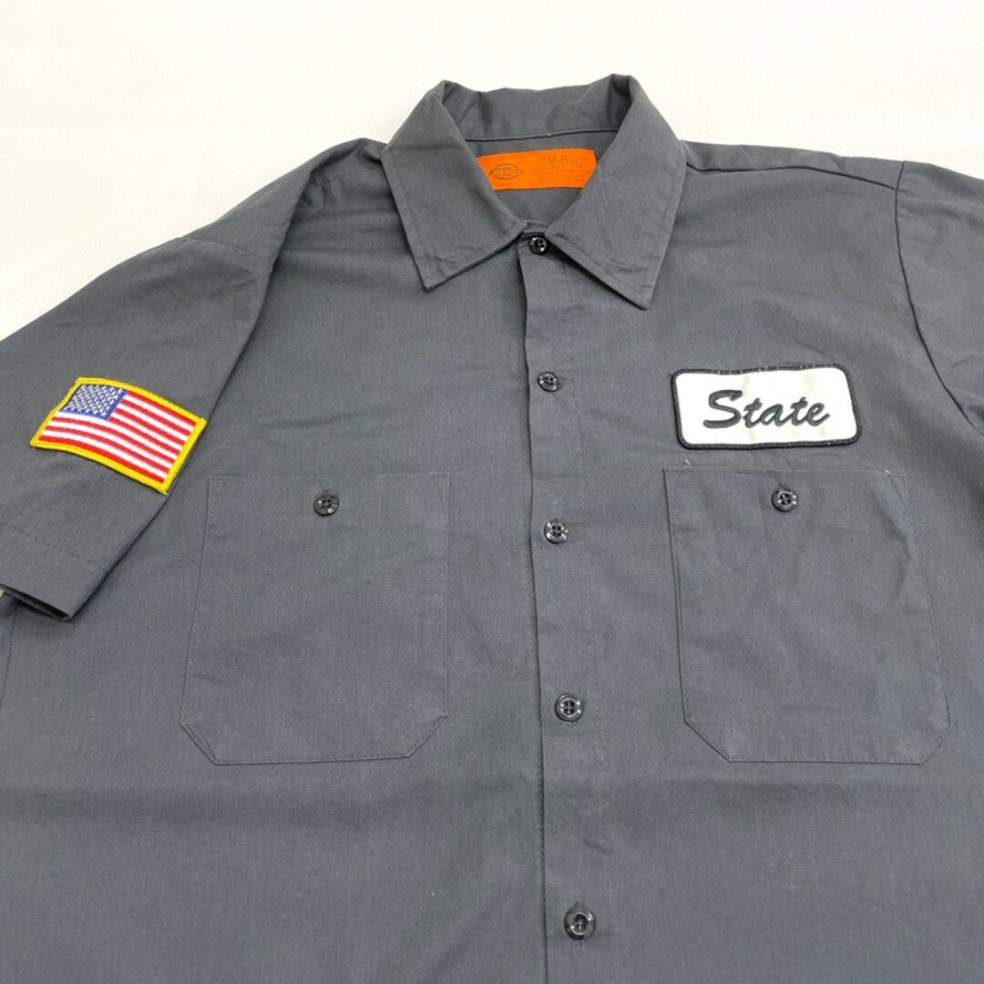 Dickies US古着 ディッキーズ Dickies ワークシャツ 半袖 星条旗 ワッペン サイズ:メンズ M-RG グレー系【中古】の通販 by 古着屋mellowラクマ店|ディッキーズならラクマ
