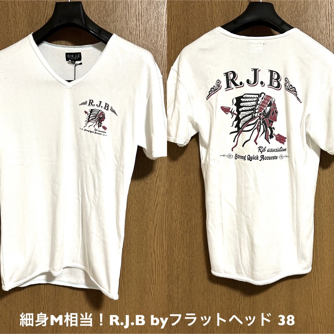 細身M相当！日本製R.J.B byフラットヘッド 半袖VネックTシャツ 38