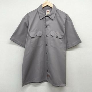 ディッキーズ(Dickies)のUS古着 ディッキーズ Dickies ワークシャツ 半袖 無地 サイズ：メンズ L ライトグレー【中古】(シャツ)