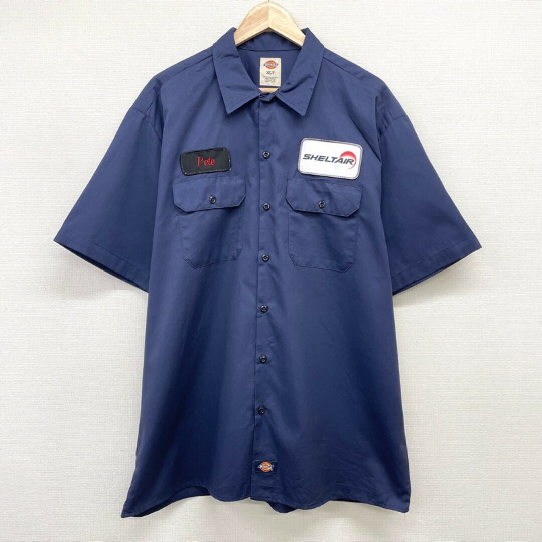 Dickies(ディッキーズ)のUS古着 ディッキーズ Dickies ワークシャツ 半袖 企業 ワッペン サイズ：メンズ XLT ビッグサイズ ネイビー【中古】 メンズのトップス(シャツ)の商品写真