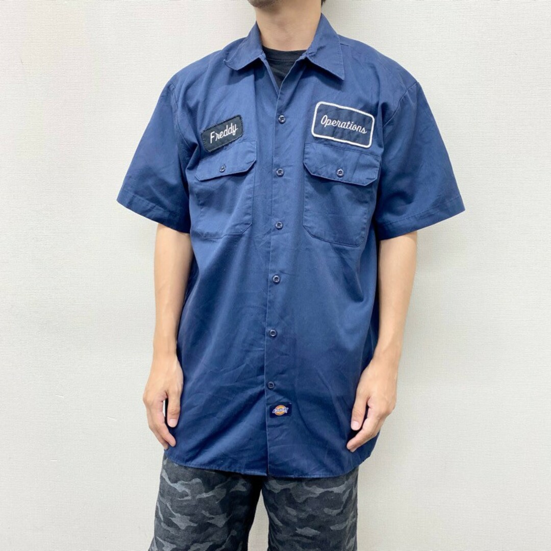 Dickies - US古着 ディッキーズ Dickies ワークシャツ 半袖 ワッペン ...