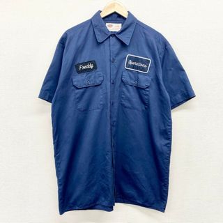 ディッキーズ(Dickies)のUS古着 ディッキーズ Dickies ワークシャツ 半袖 ワッペン サイズ：メンズ L ネイビー【中古】(シャツ)