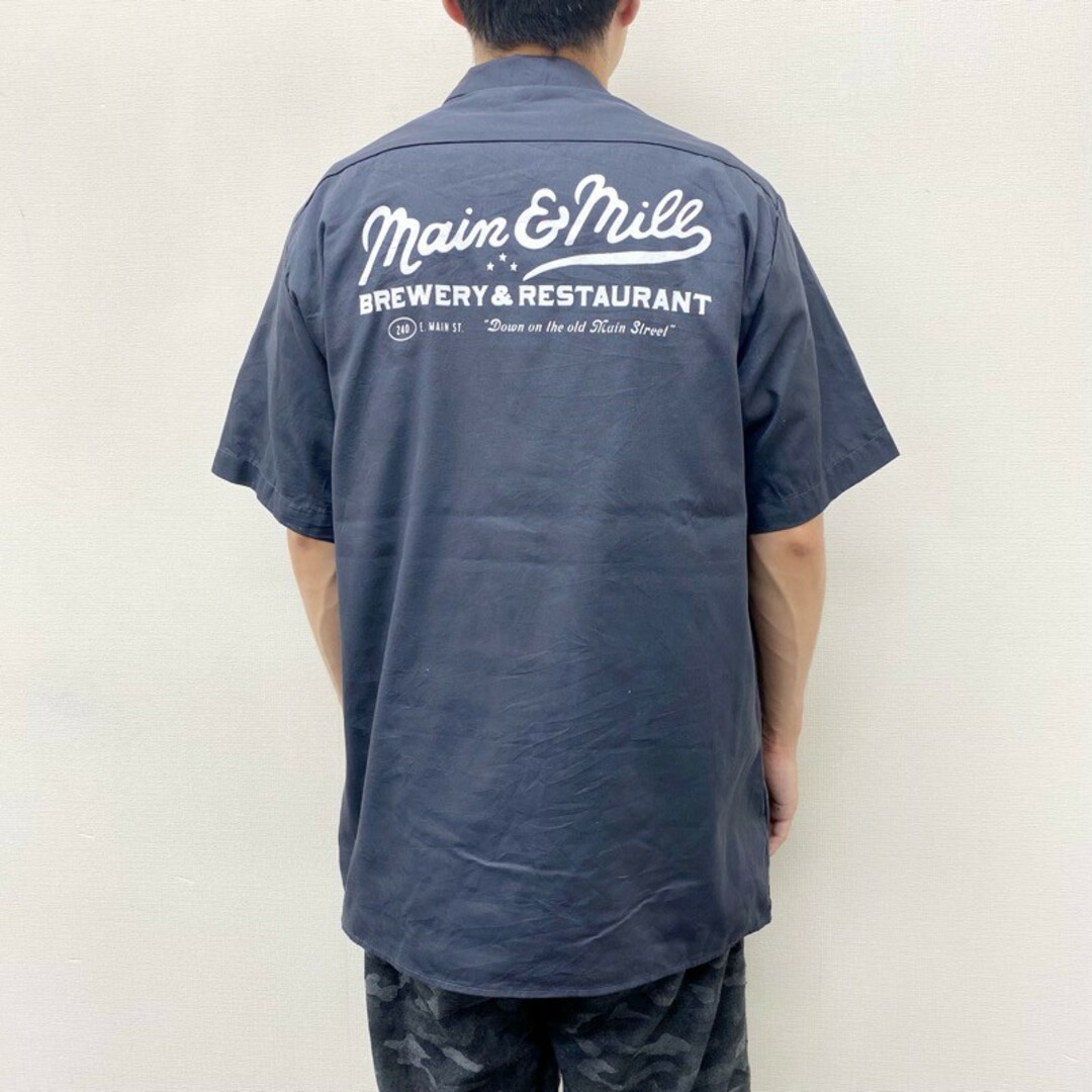 Dickies(ディッキーズ)のUS古着 ディッキーズ Dickies ワークシャツ 半袖 企業 ロゴ プリント サイズ：メンズ L チャコールグレー【中古】 メンズのトップス(シャツ)の商品写真