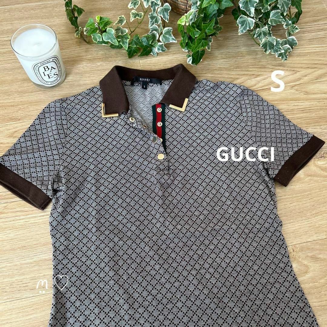 GUCCI グッチ ポロトップス S 半袖ポロシャツ シェリーライン-