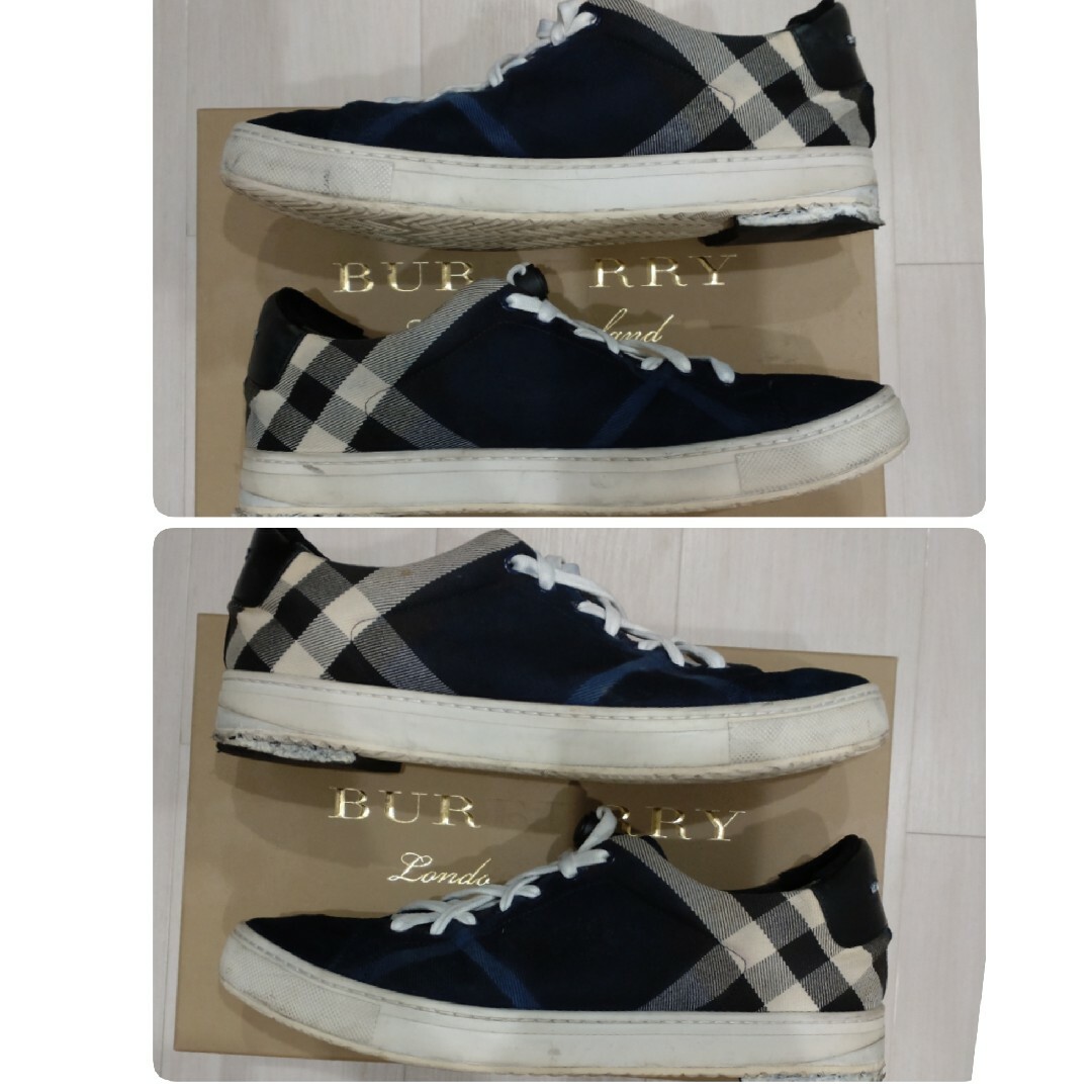 BURBERRY(バーバリー)のusedバーバリー アルバート チェック ロートップ スニーカー27.5cm紺色 メンズの靴/シューズ(スニーカー)の商品写真