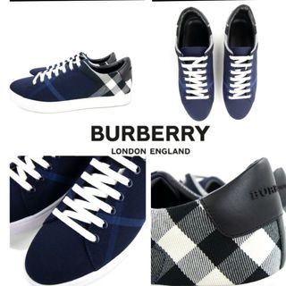 バーバリー(BURBERRY)のusedバーバリー アルバート チェック ロートップ スニーカー27.5cm紺色(スニーカー)