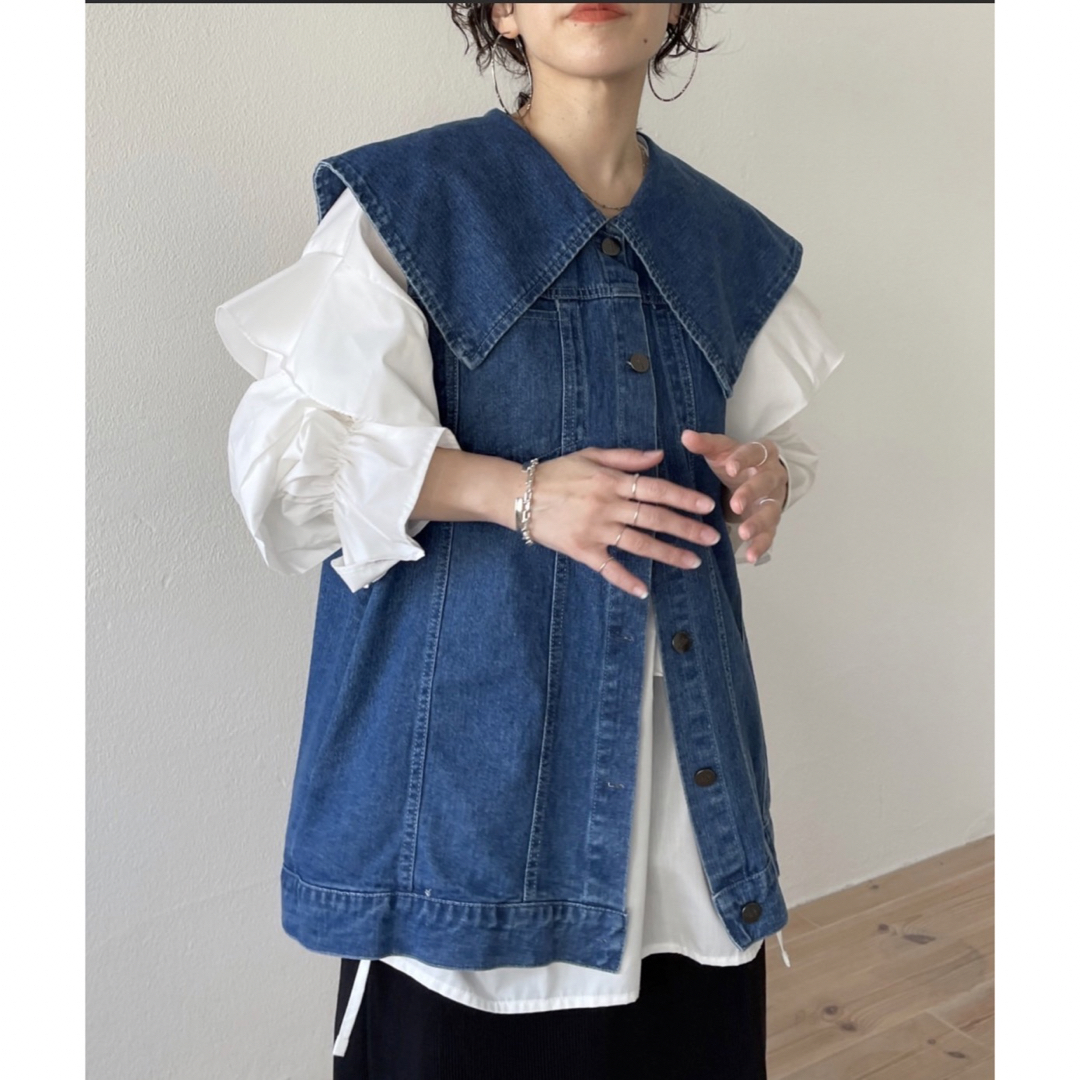 ヴィンテージライクビッグカラーデニムベストの通販 by 9's shop|ラクマ