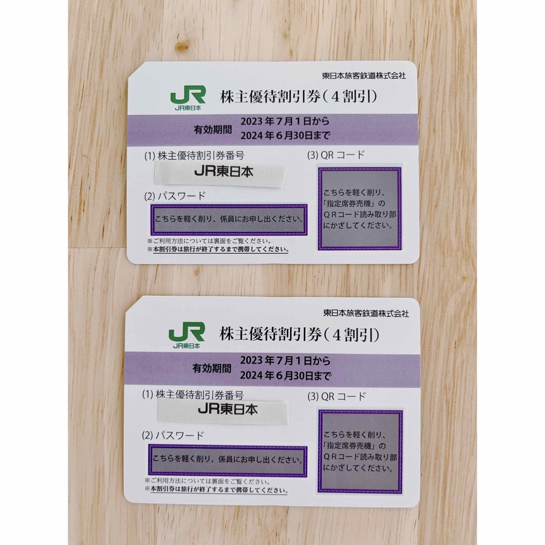 JR(ジェイアール)のJR東日本　株主優待 （4割引）×2枚 チケットの乗車券/交通券(鉄道乗車券)の商品写真