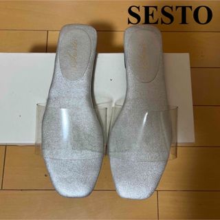 セスト(SESTO)のクリアサンダル シルバー Lサイズ フラットサンダル クリアフラットサンダル(サンダル)