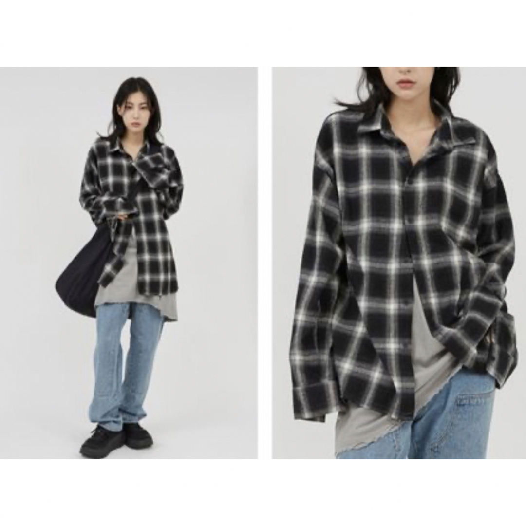 Raucohouse Cut-off check over shirt Raucohouse ネルシャツ