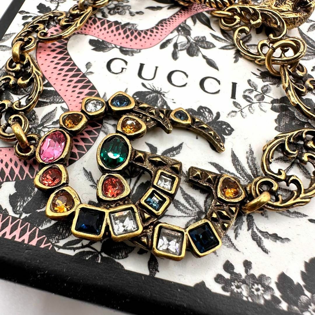 極美品✨GUCCI グッチ クリスタルG ダブルG ブレスレット キャットヘッド-