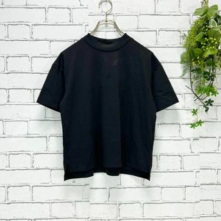 ユニクロ(UNIQLO)のE789【コットンモックネックＴシャツ】Ｍ（ユニクロ）ミニマル　モノトーン　半袖(Tシャツ(半袖/袖なし))