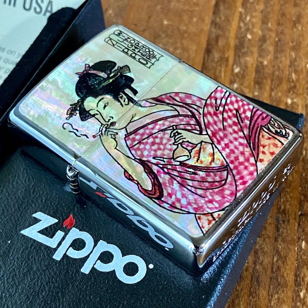 ZIPPO(ジッポー)の新品 Zippo 貝貼りエポ 煙を吹く女 シェル 和柄 ジッポー メンズのファッション小物(タバコグッズ)の商品写真