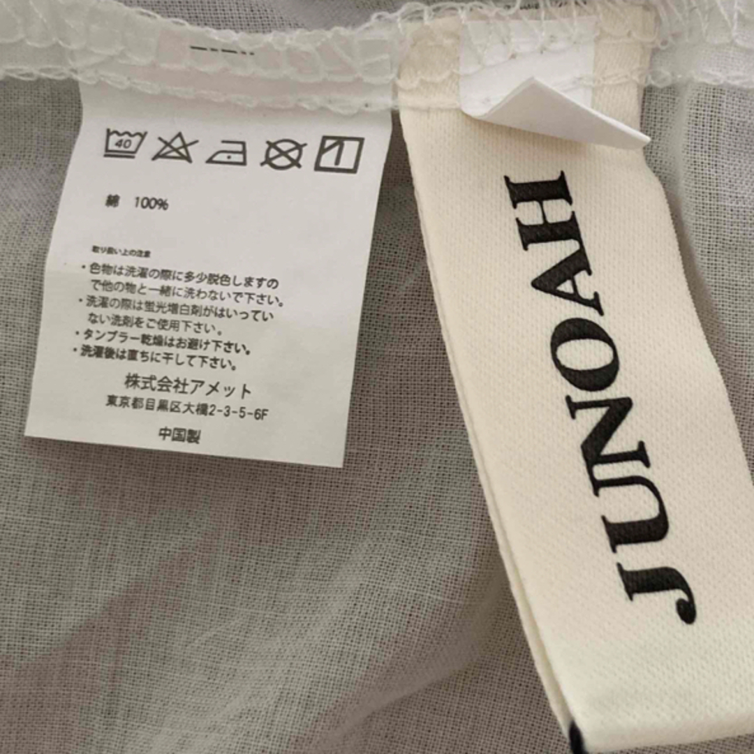 JUNOAH(ジュノア)のコットン100%白ブラウス レディースのトップス(シャツ/ブラウス(半袖/袖なし))の商品写真