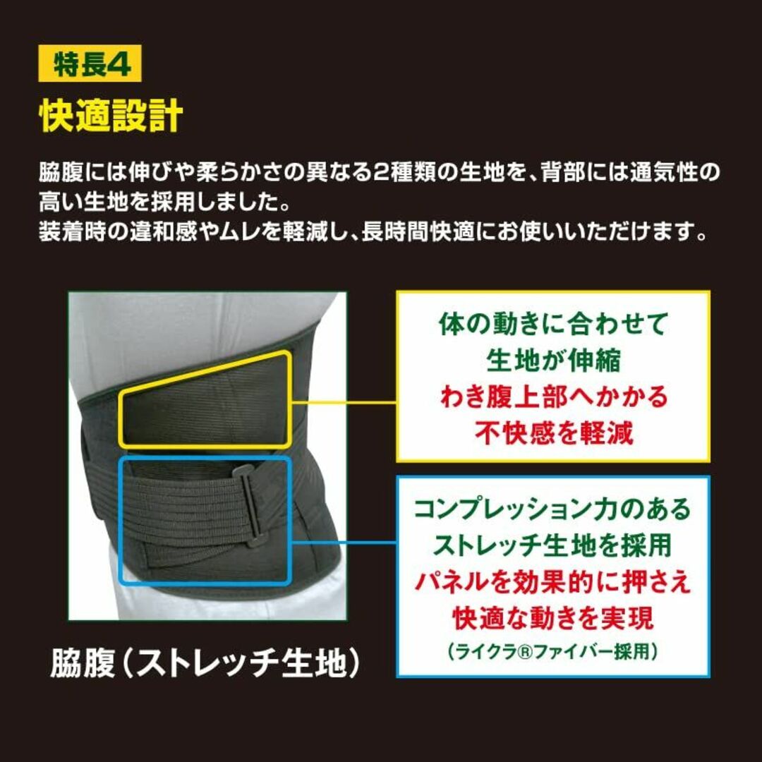 【色: ブラック】バンテリンコーワサポーター 腰椎コルセット 3Lサイズへそ周り